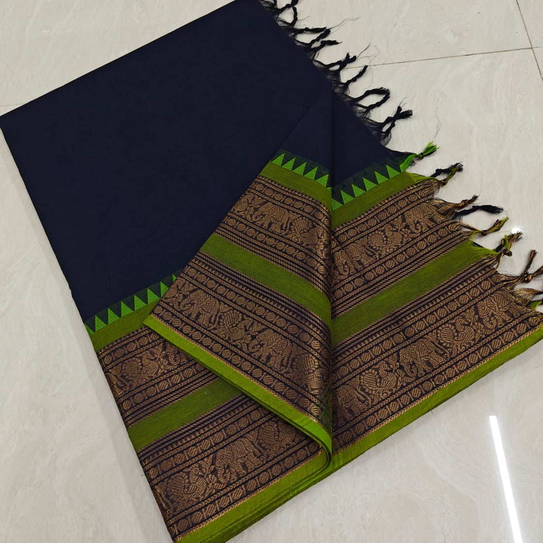 Plain Kanchi Cotton Double Border Sarees