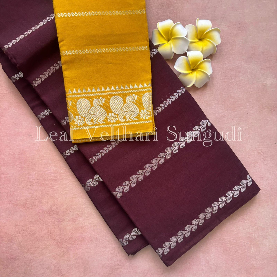 Silver Leaf Velthari Sungudi Cotton Saree