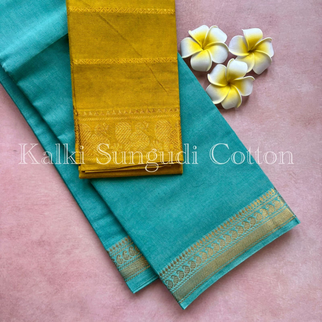 Seagreen Kalki Sungudi Cotton Saree