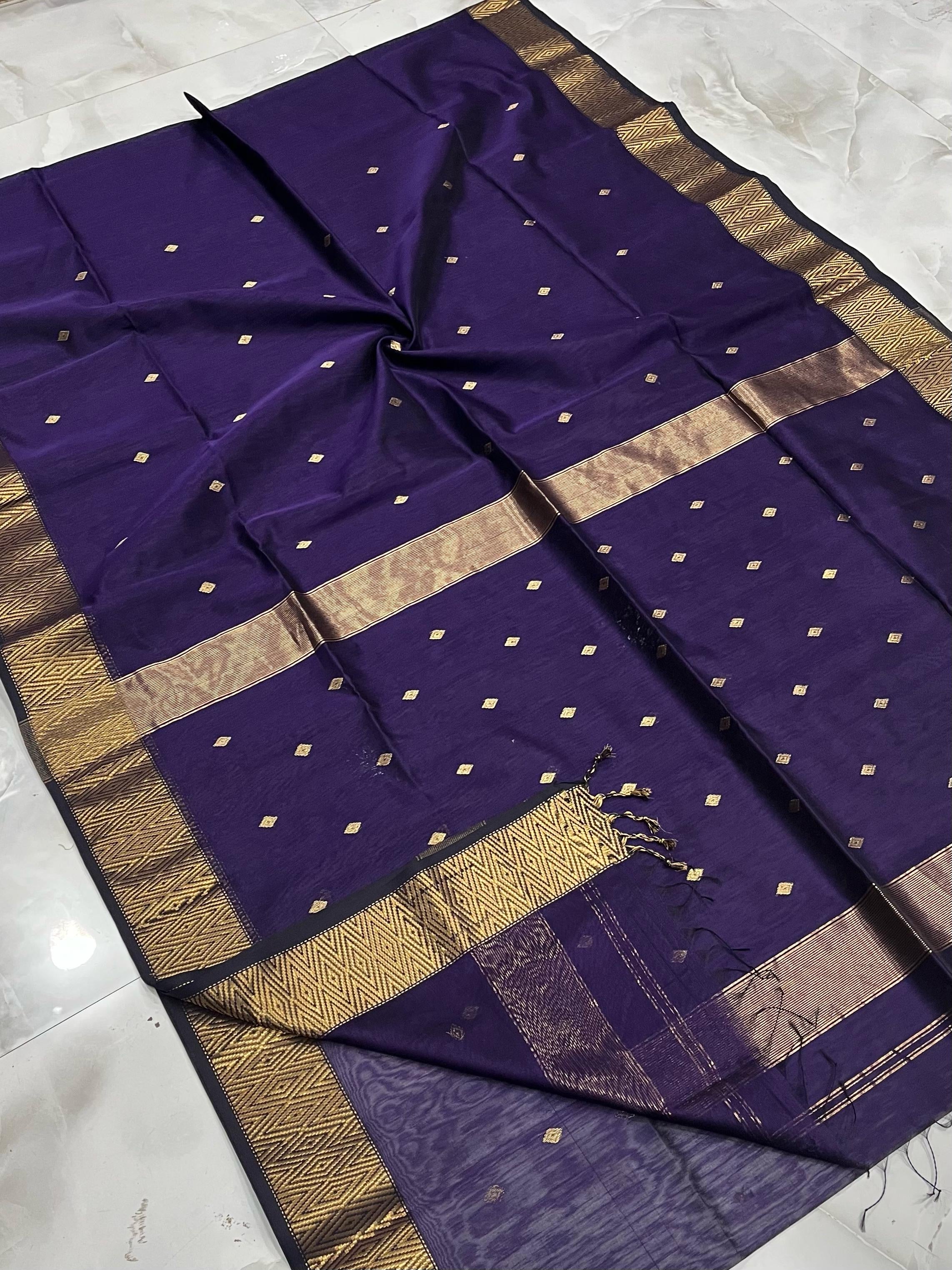 Nayanthara Purple Maheshwari Silk Cotton Saree