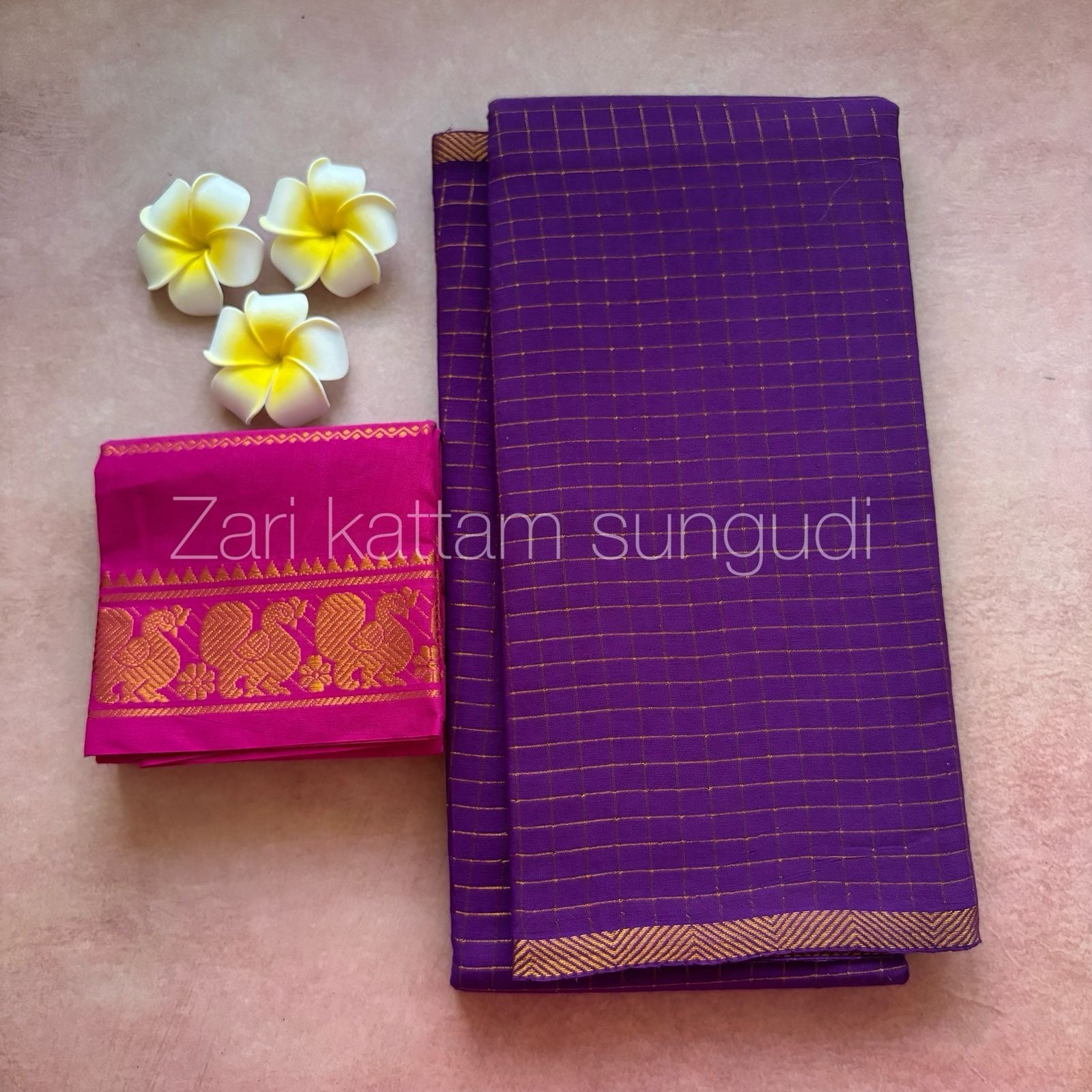 Purple Pentex Sungudi Cotton Saree