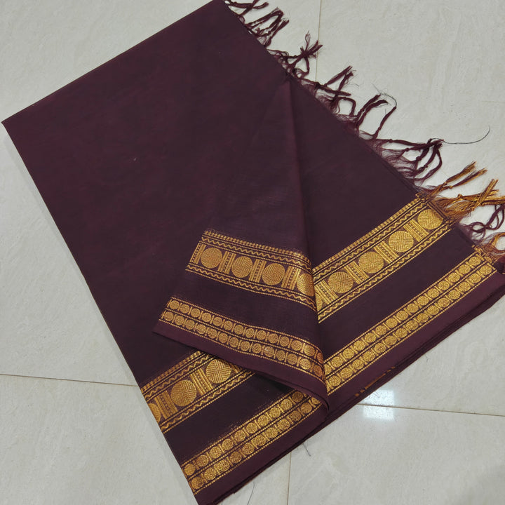 Brown Rettapetta Kanchi Cotton Saree