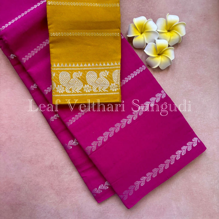Silver Leaf Velthari Sungudi Cotton Saree