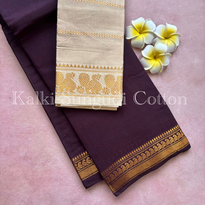 Brown Kalki Sungudi Cotton Saree