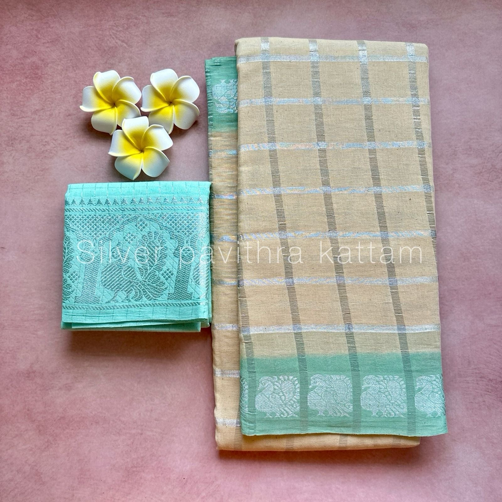 Silver Pavithra Kattam Sungudi Cotton Saree