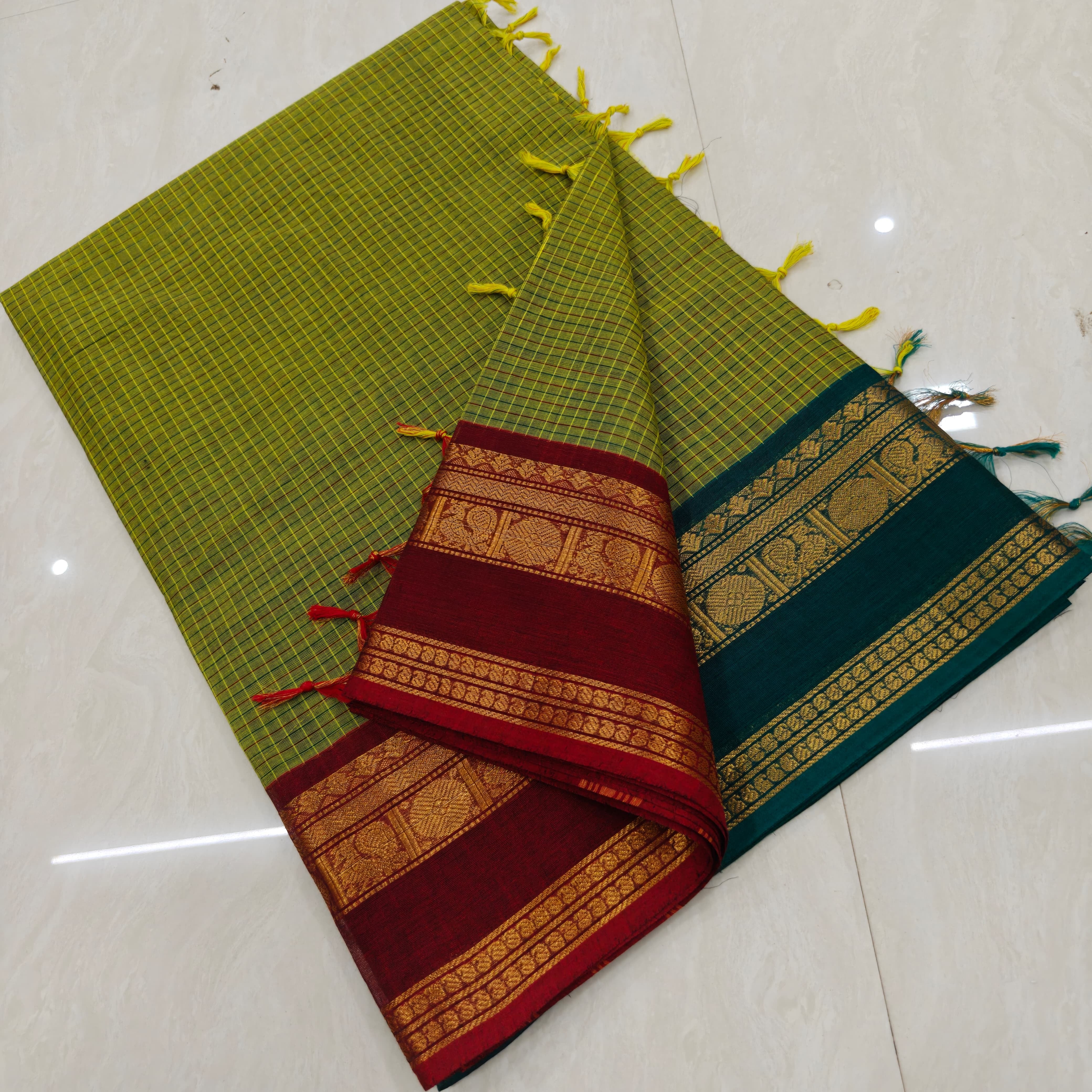 Green Ganga Jamuna Kanchi Cotton Saree