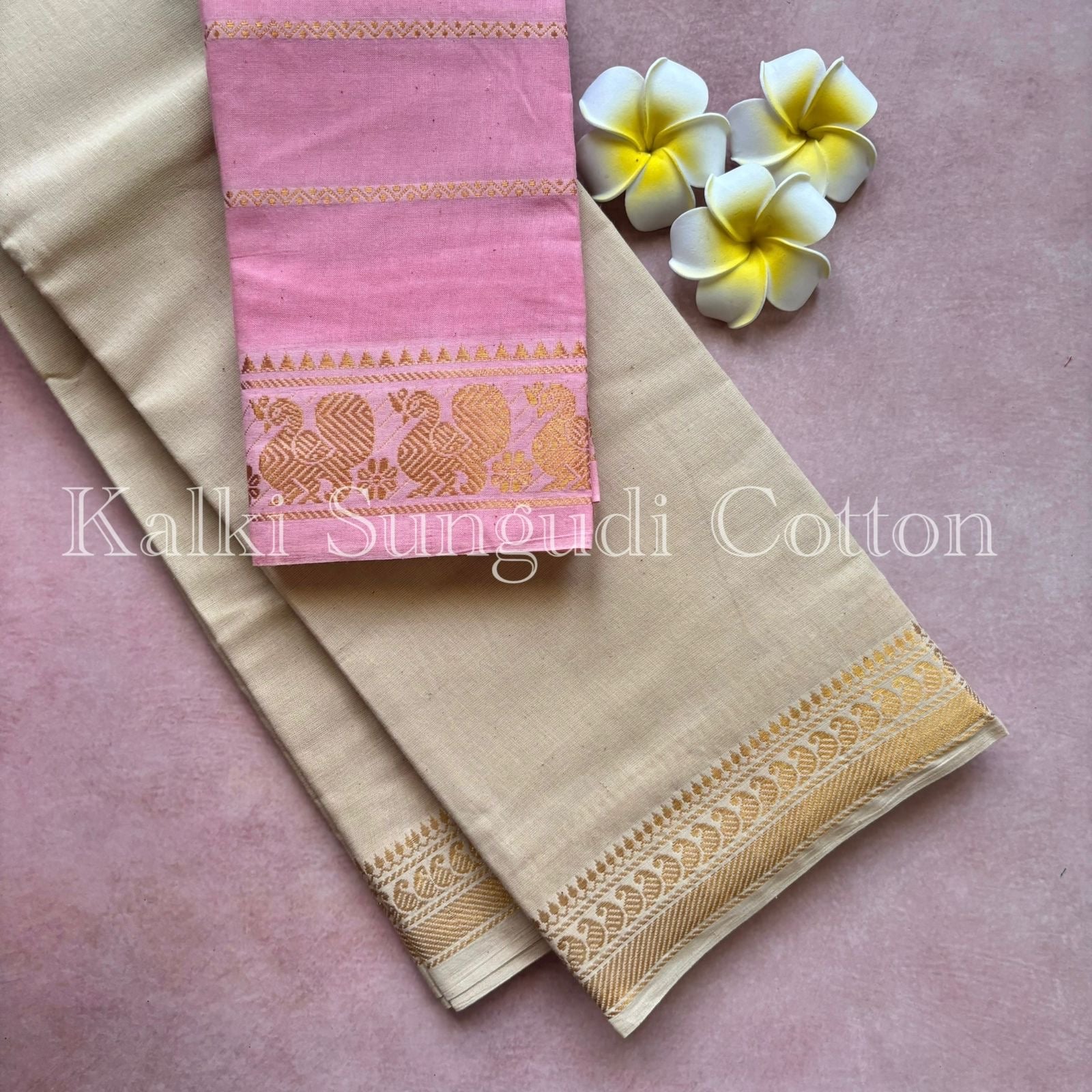 Halfwhite Kalki Sungudi Cotton Saree