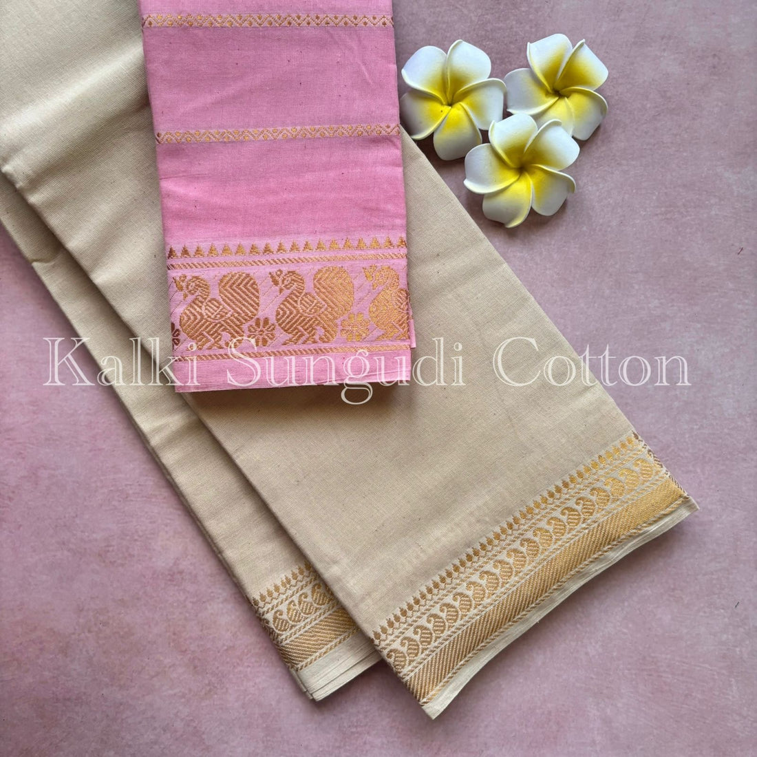 Halfwhite Kalki Sungudi Cotton Saree
