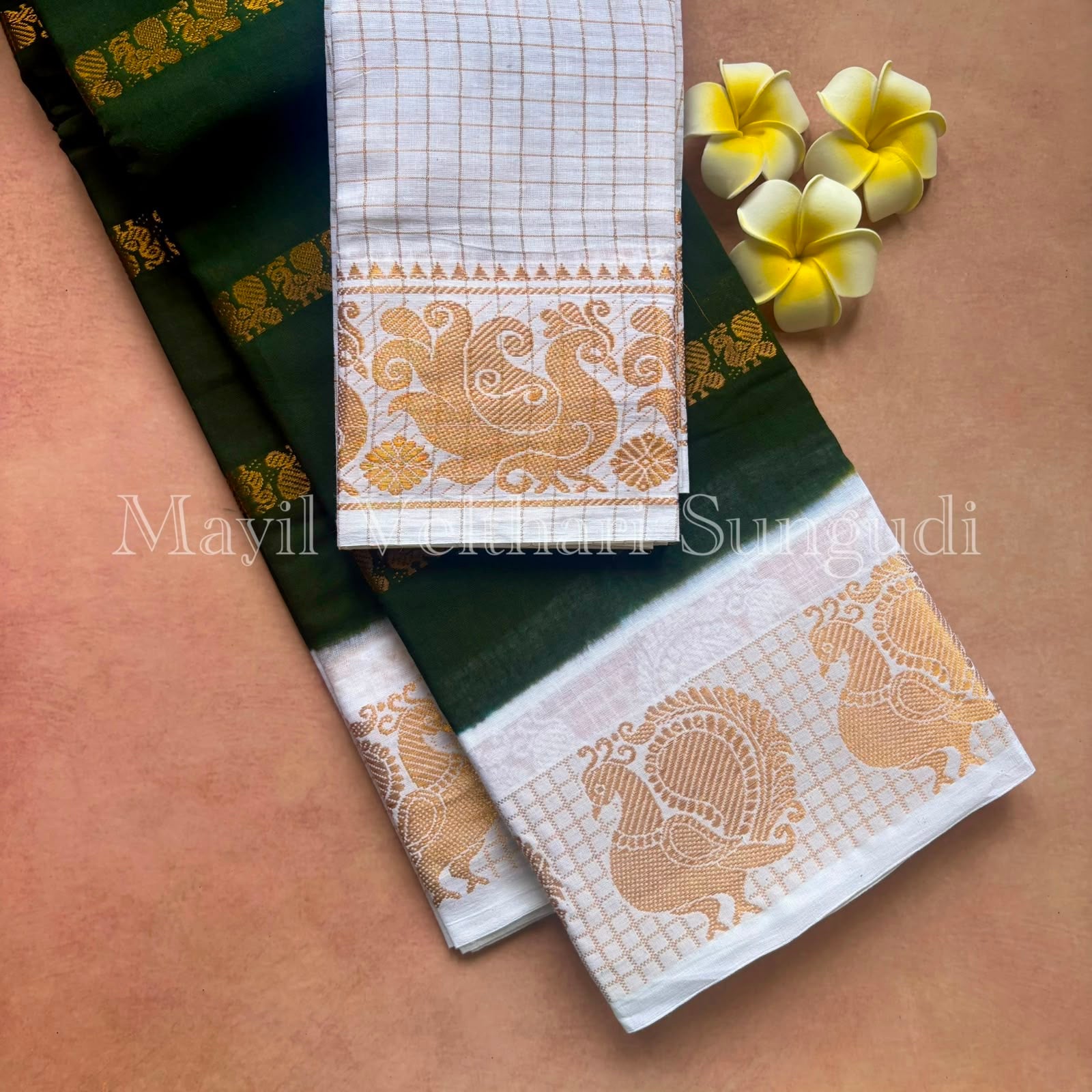 Mayil Velthari Sungudi Cotton Saree