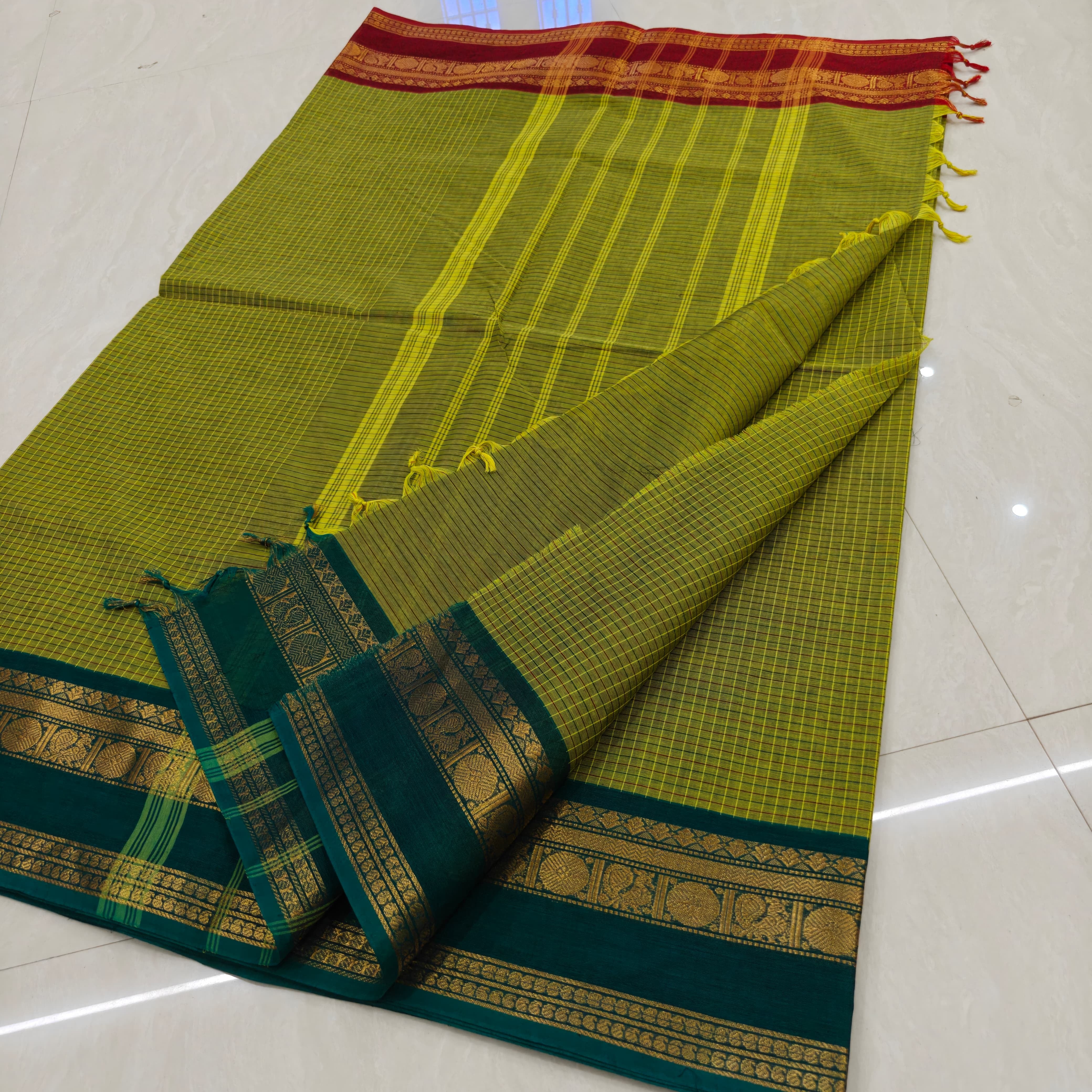 Green Ganga Jamuna Kanchi Cotton Saree