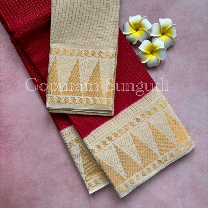 Gopuram Border Sungudi Cotton Saree