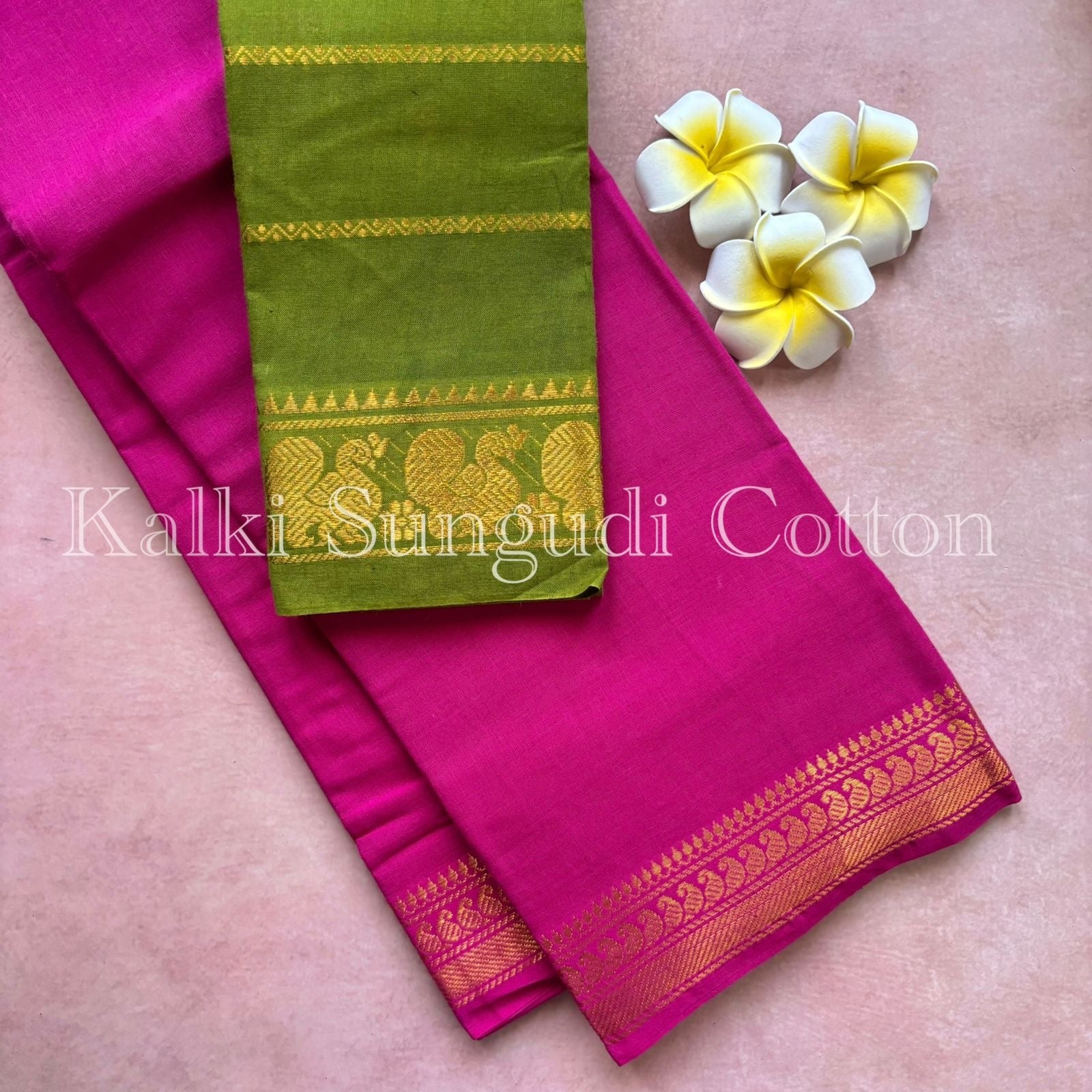Pink Kalki Sungudi Cotton Saree
