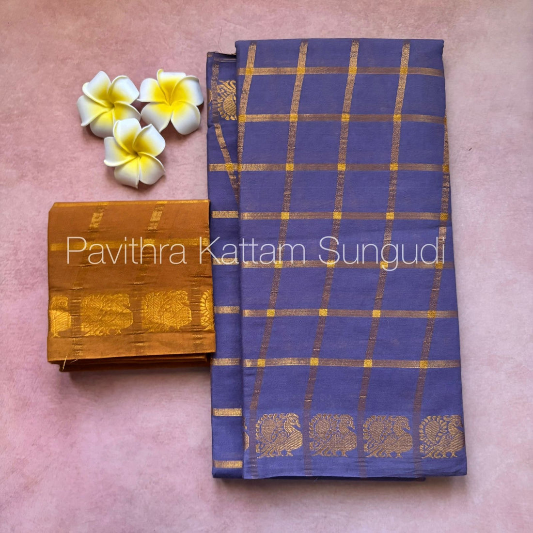 Grey Pavithra Kattam Sungudi Cotton Saree