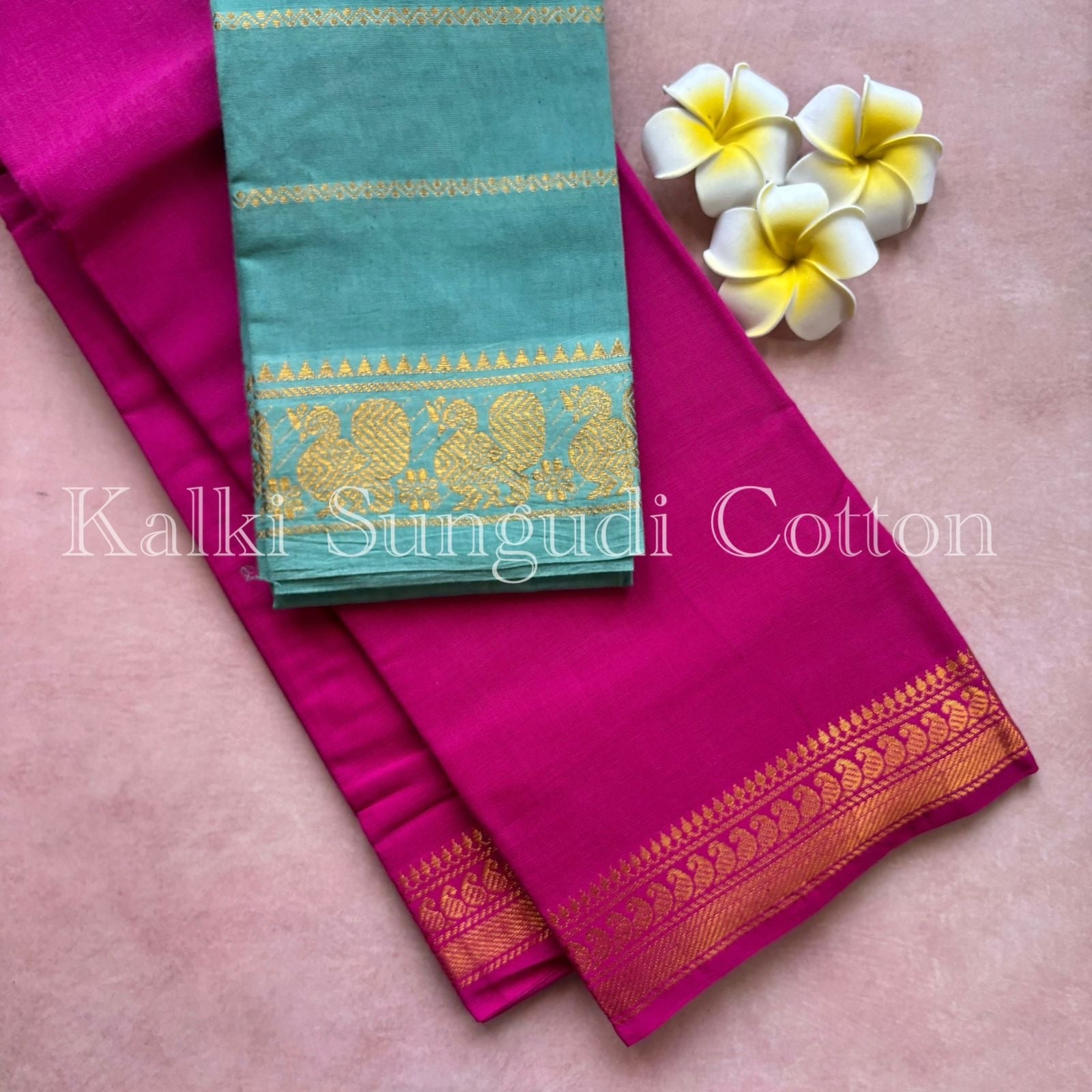 Pink Kalki Sungudi Cotton Saree