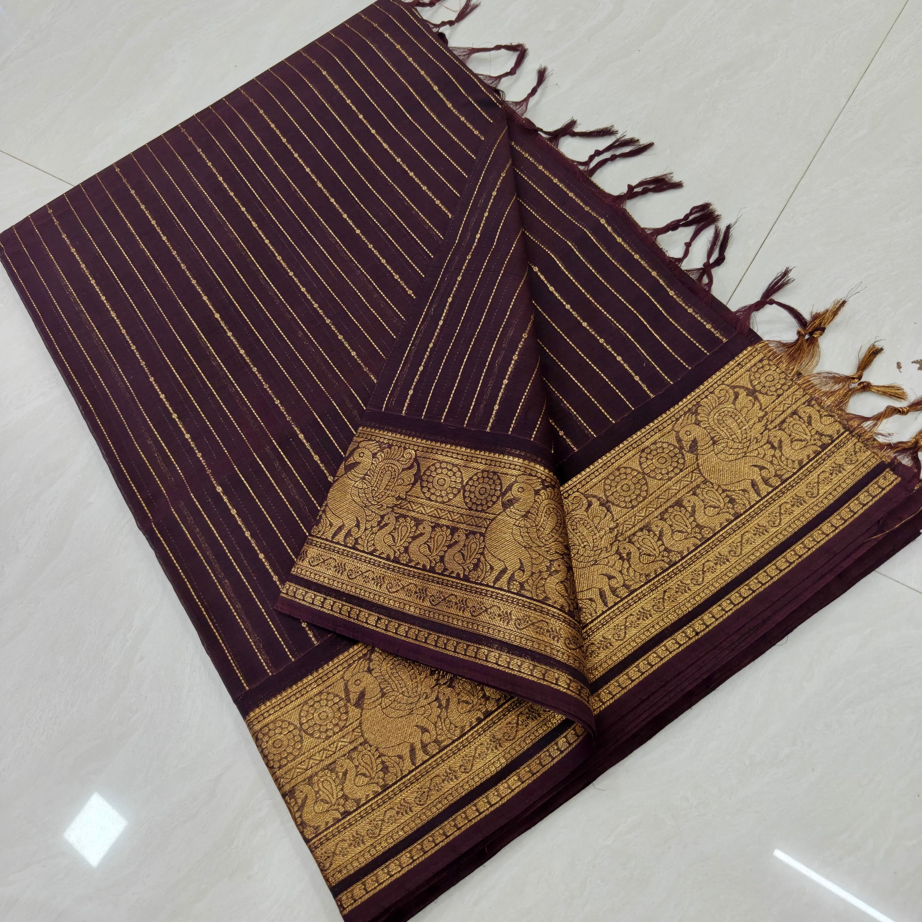 Brown Rich Pallu Kanchi Cotton Saree