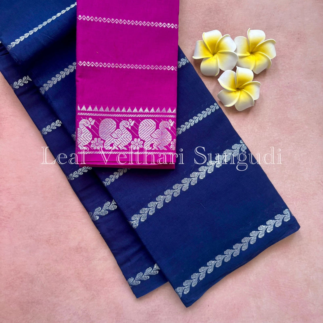 Silver Leaf Velthari Sungudi Cotton Saree
