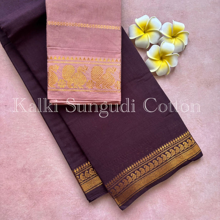 Brown Kalki Sungudi Cotton Saree