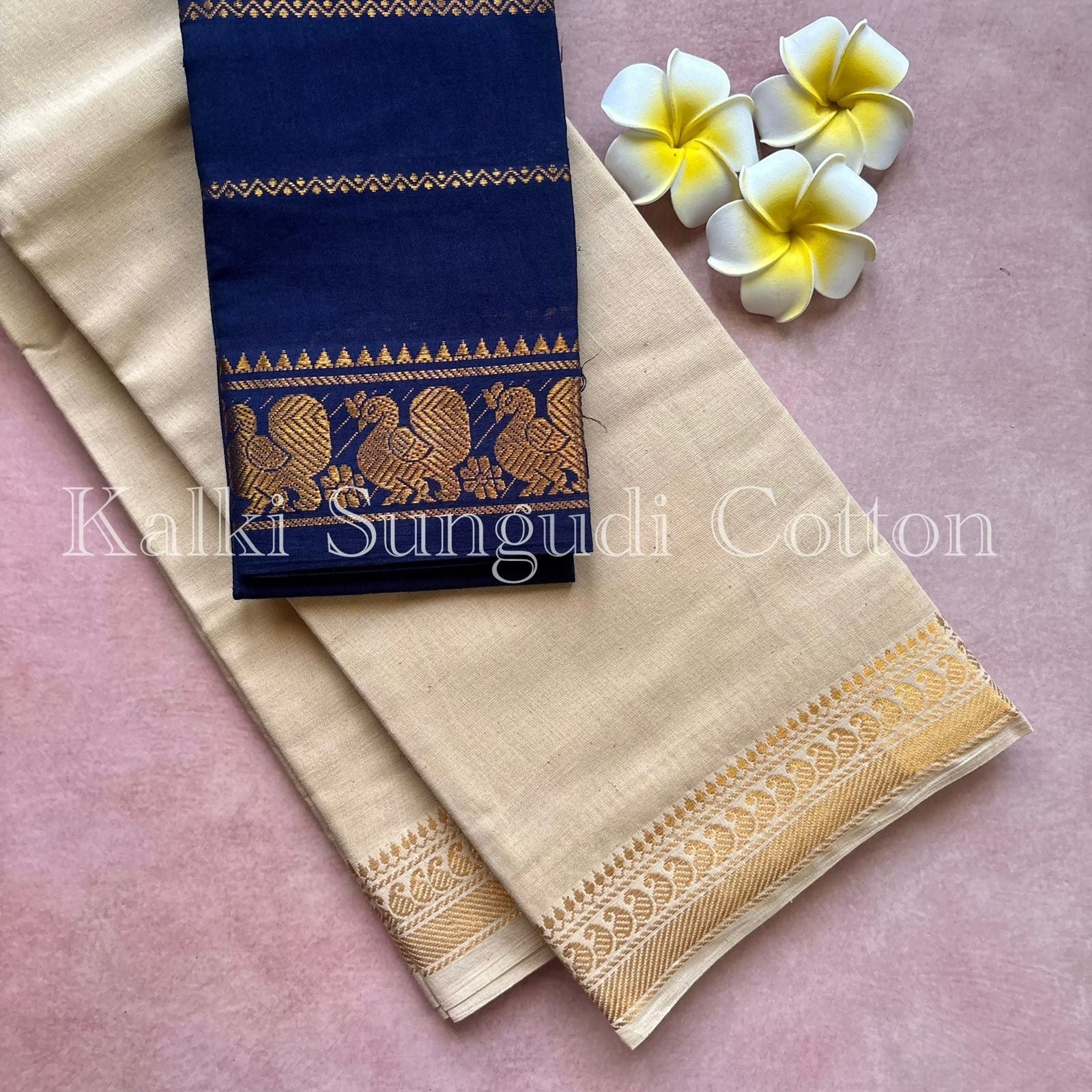 Halfwhite Kalki Sungudi Cotton Saree