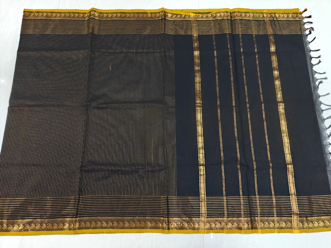 Black Vairaoosi Kanchi Cotton Saree