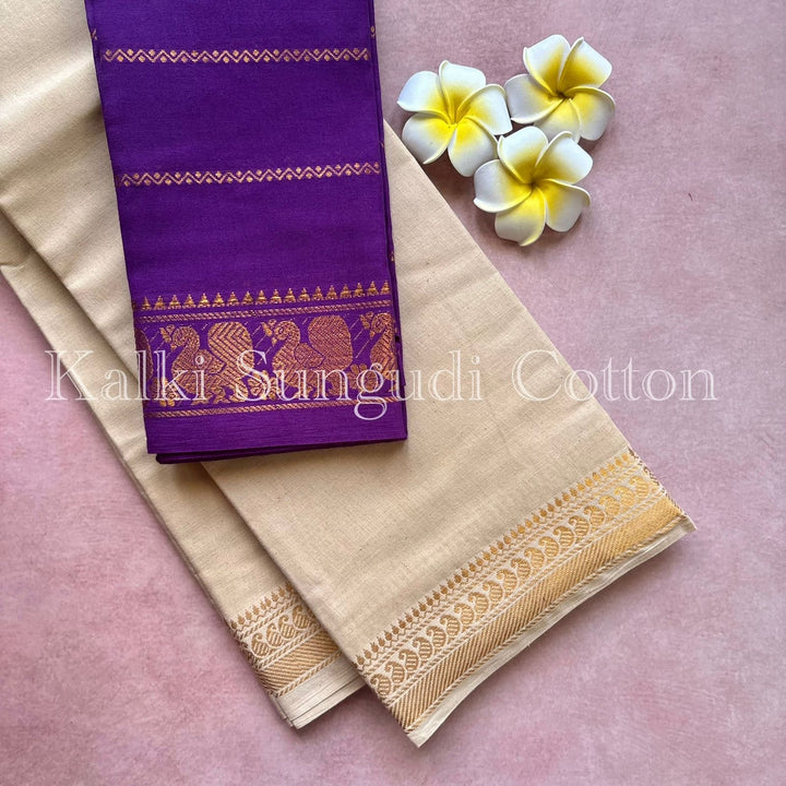 Halfwhite Kalki Sungudi Cotton Saree