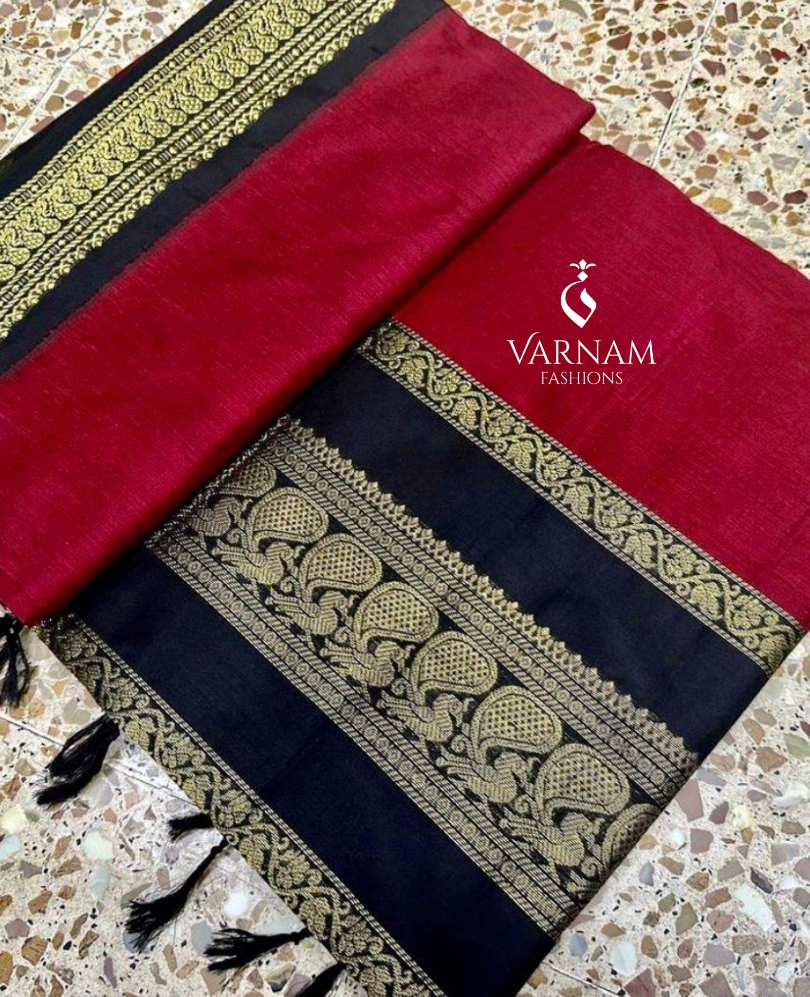 Red With Black Kalyani Cotton Saree