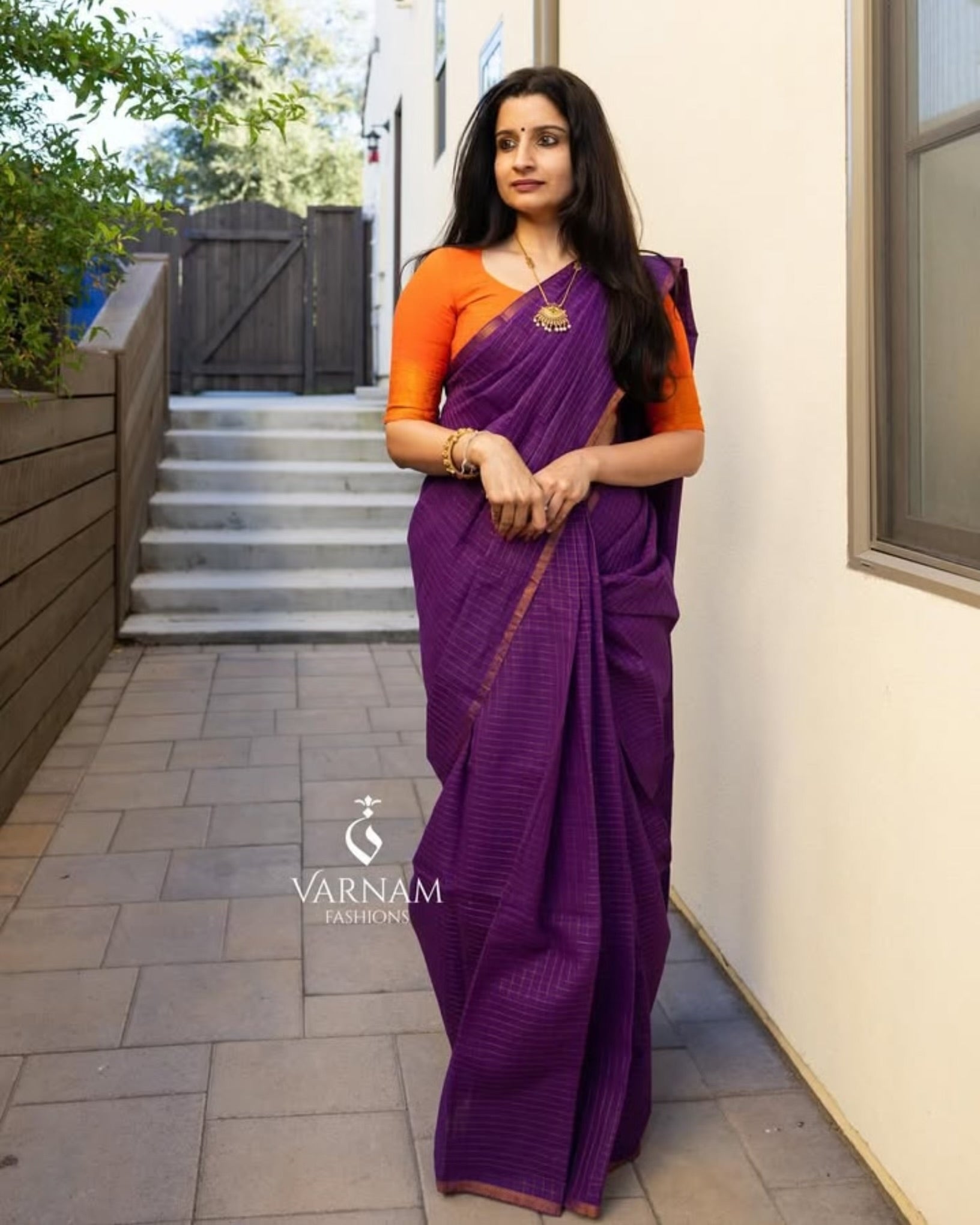Purple Pentex Sungudi Cotton Saree
