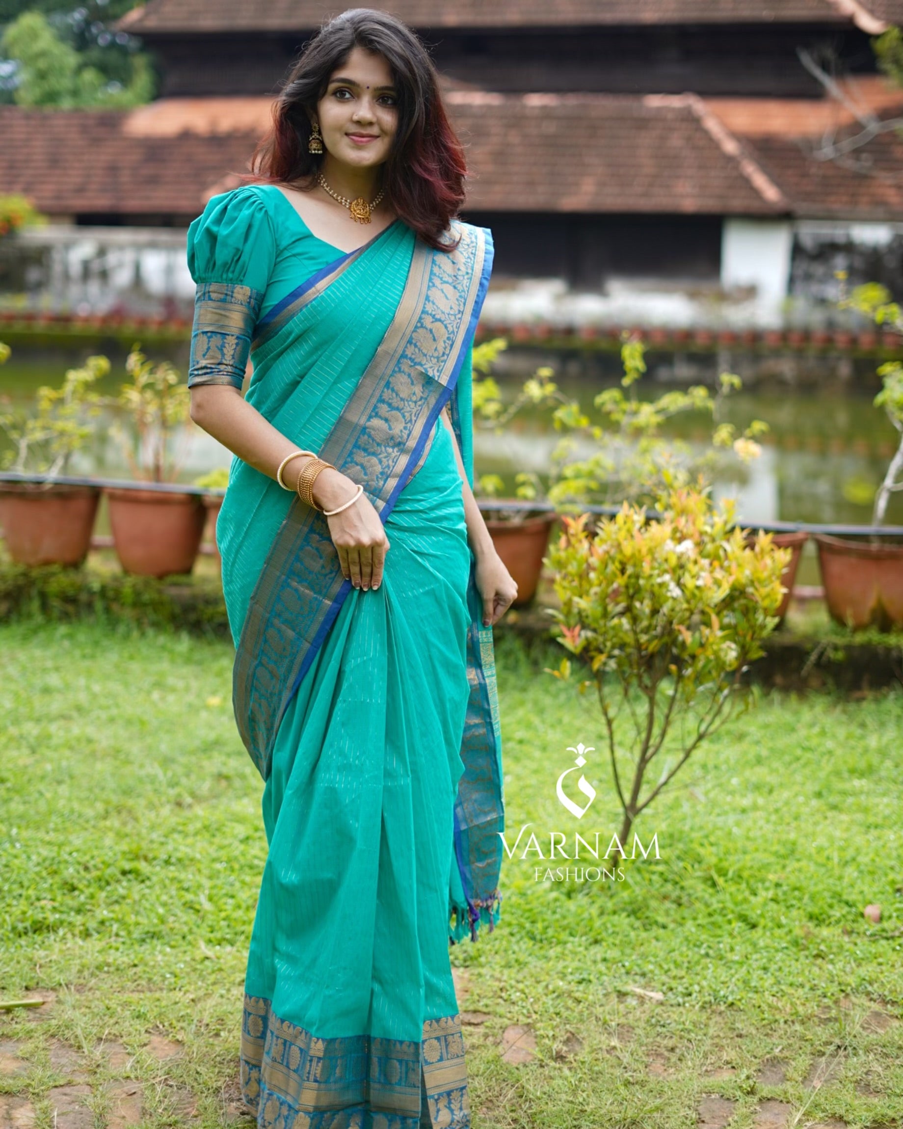 Rama Green Rich Pallu Kanchi Cotton Saree