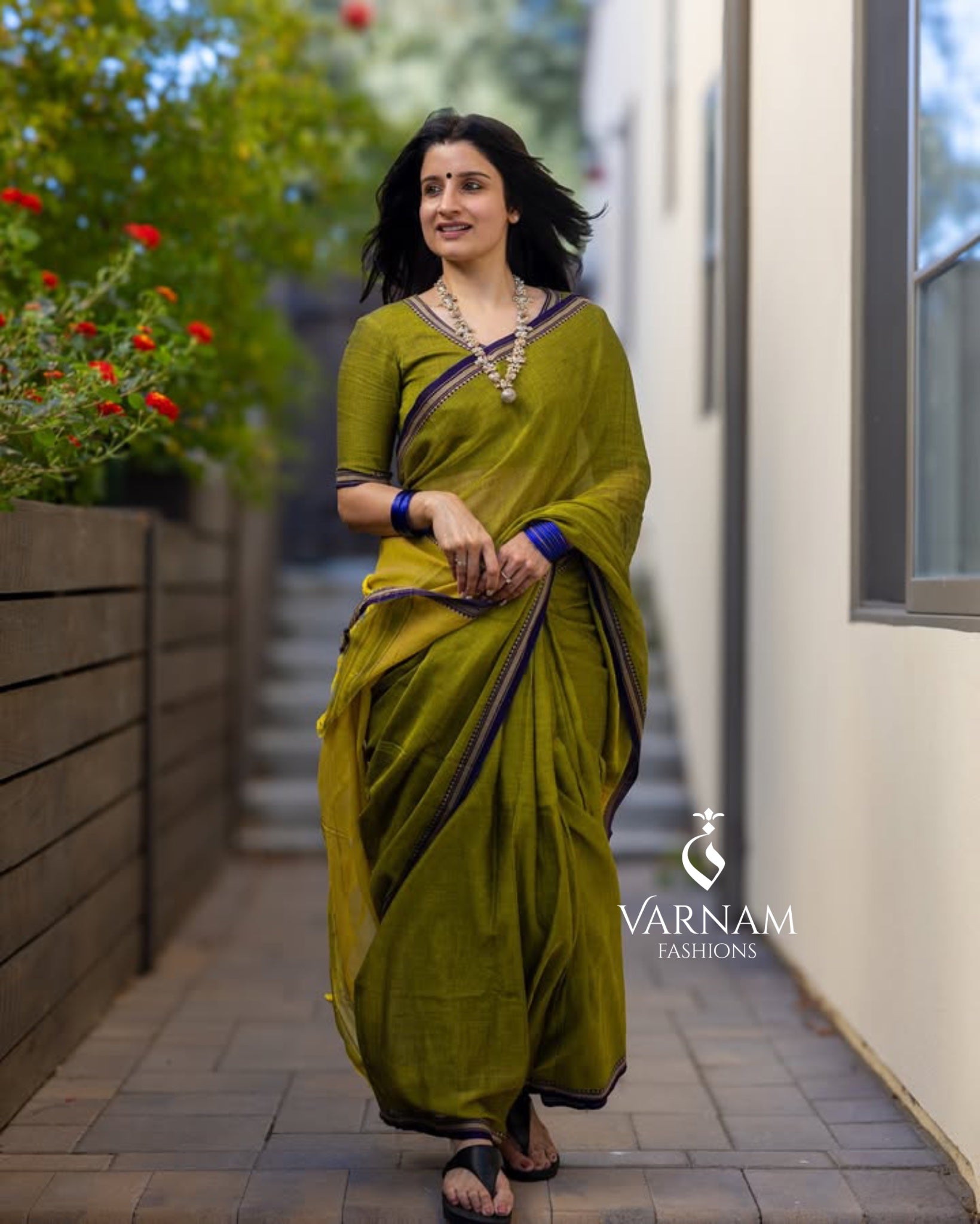 Green  Narayanpet Cotton Saree