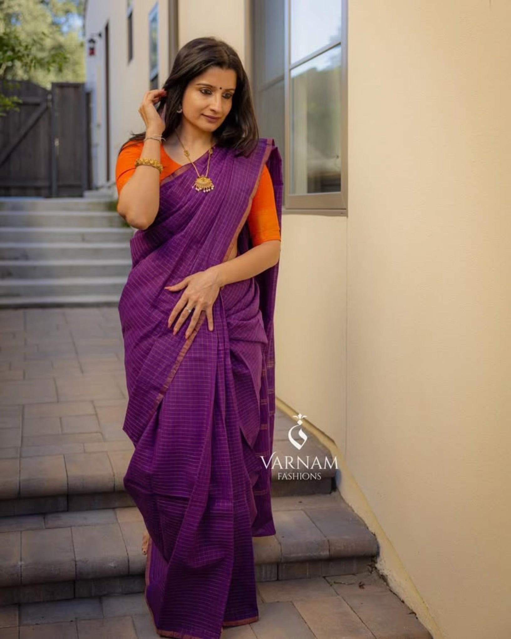 Purple Pentex Sungudi Cotton Saree