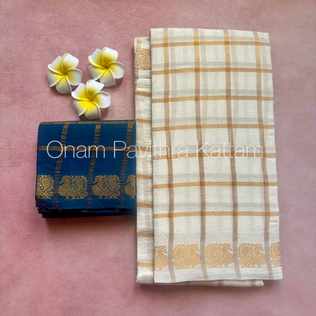 Onam Halfwhite Pavithra Kattam Saree