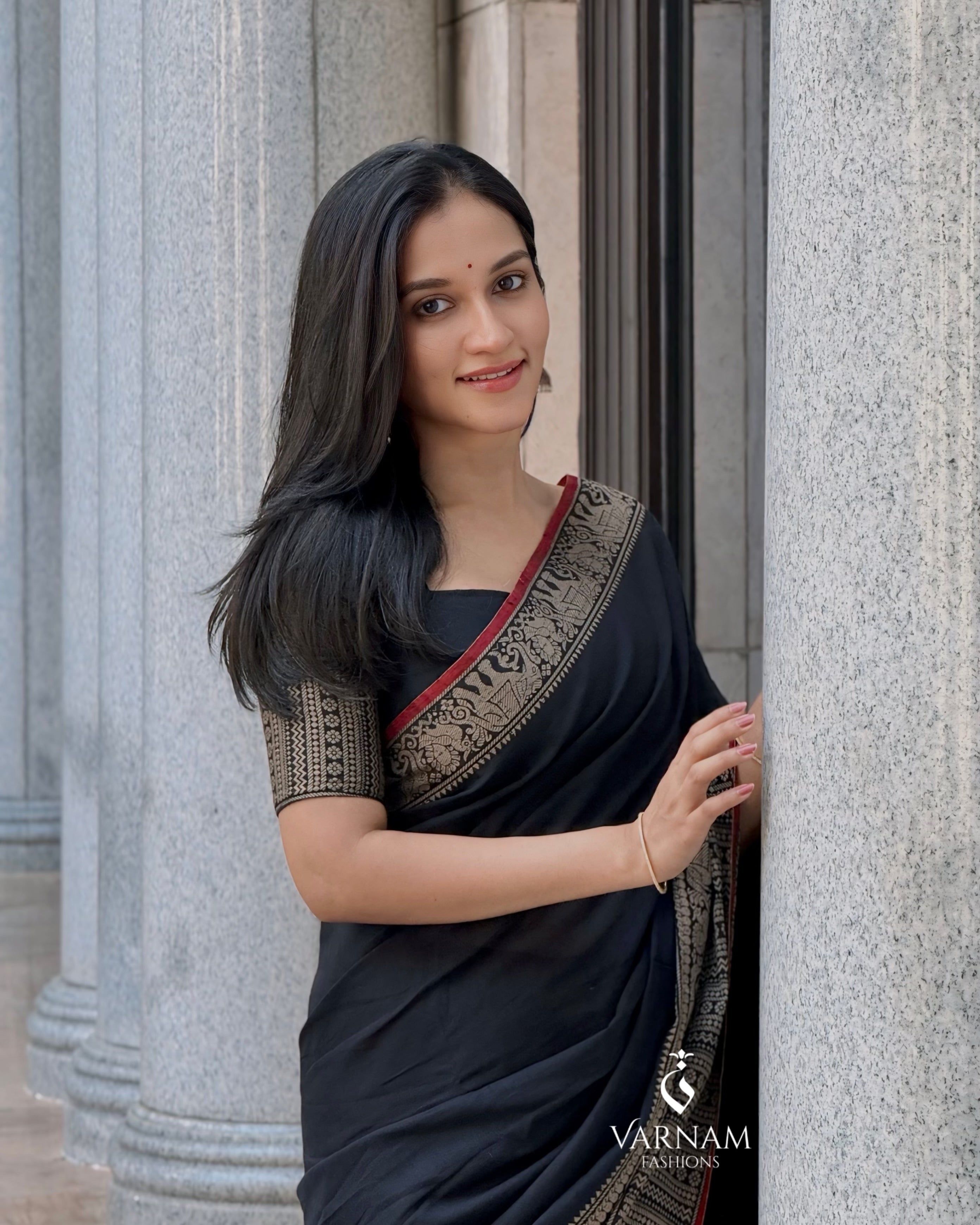 Black Narayanpet Cotton Saree