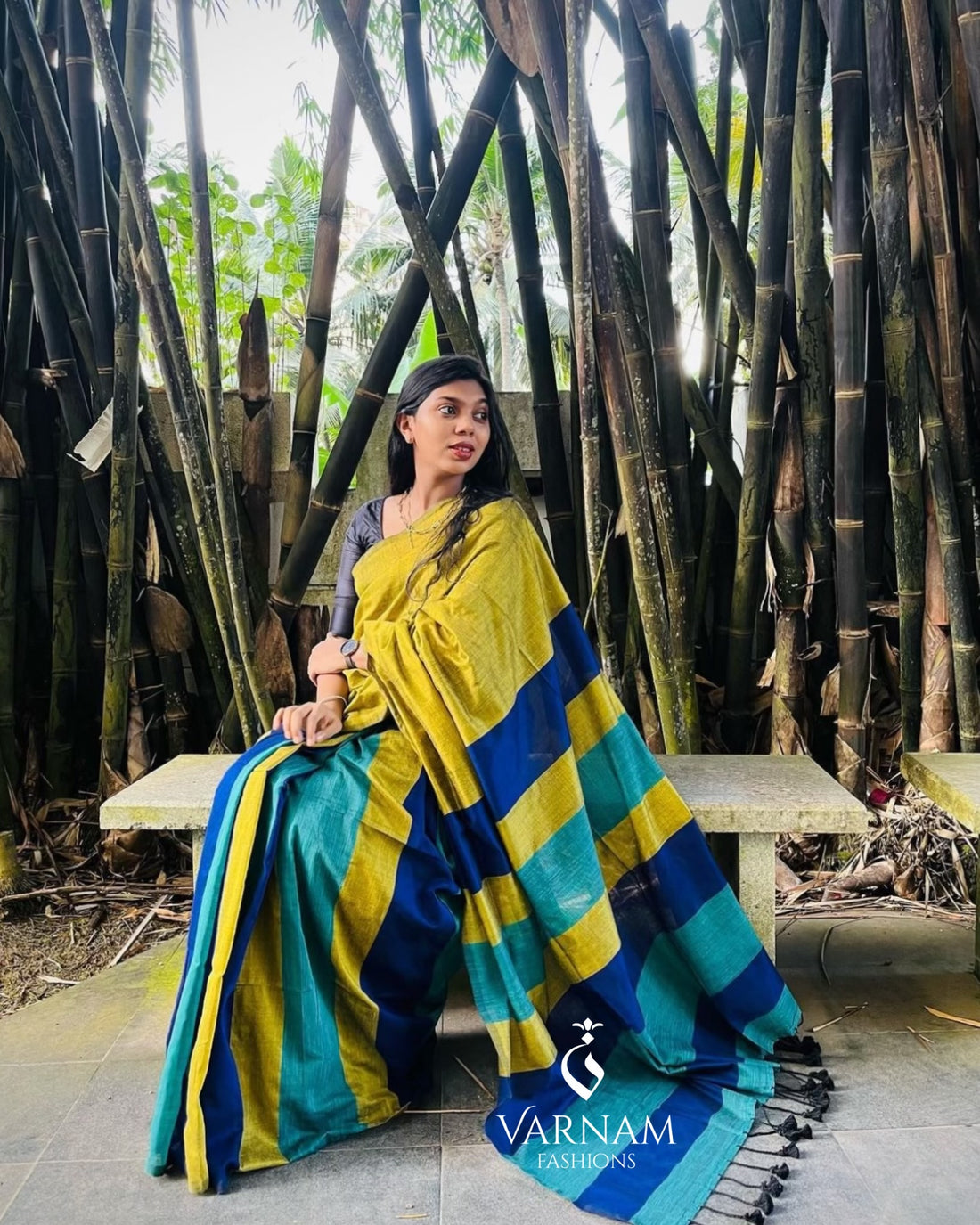 Blue Multi Shade Khadi Cotton Saree