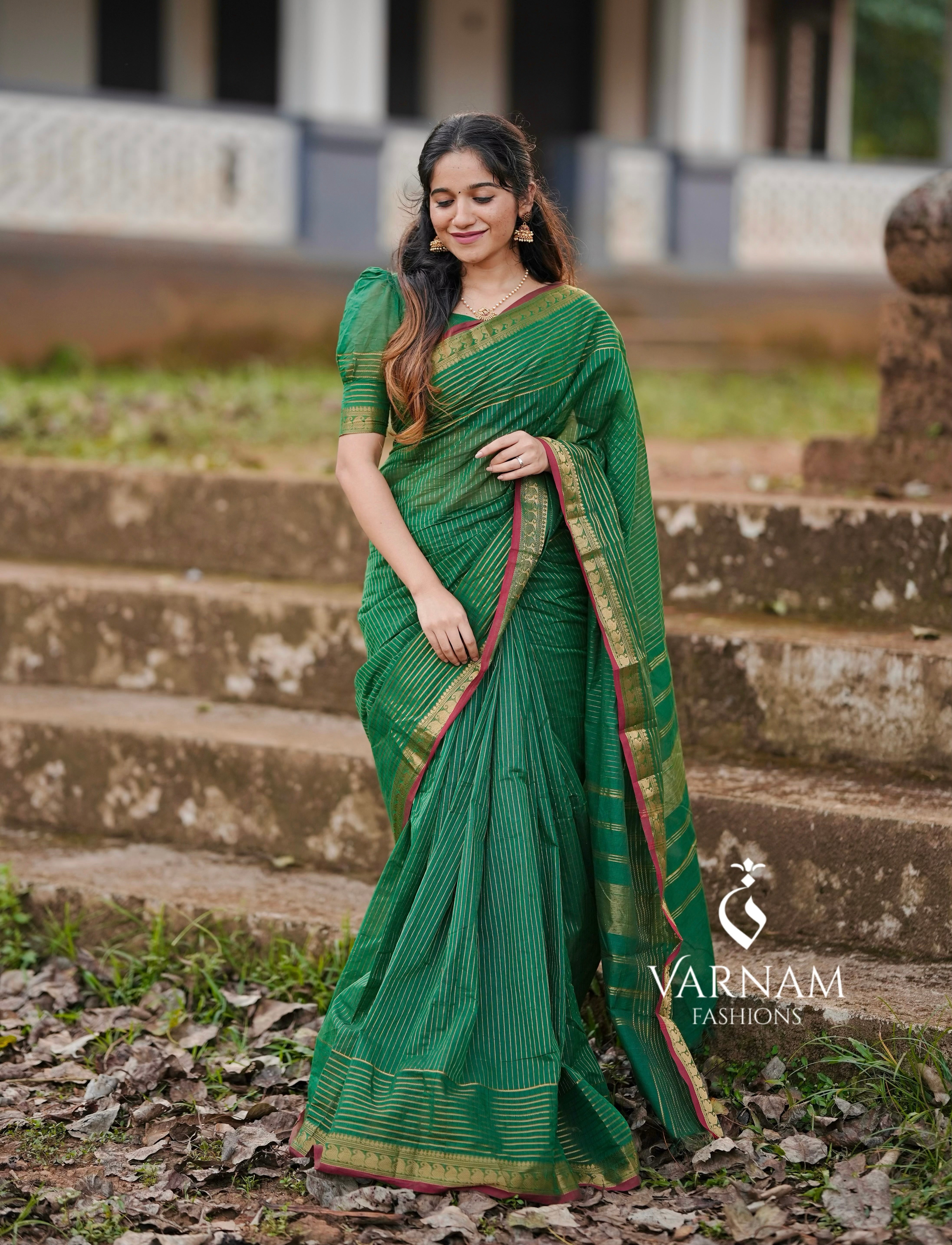 Sundari - Green Rich Kanchi Cotton Saree
