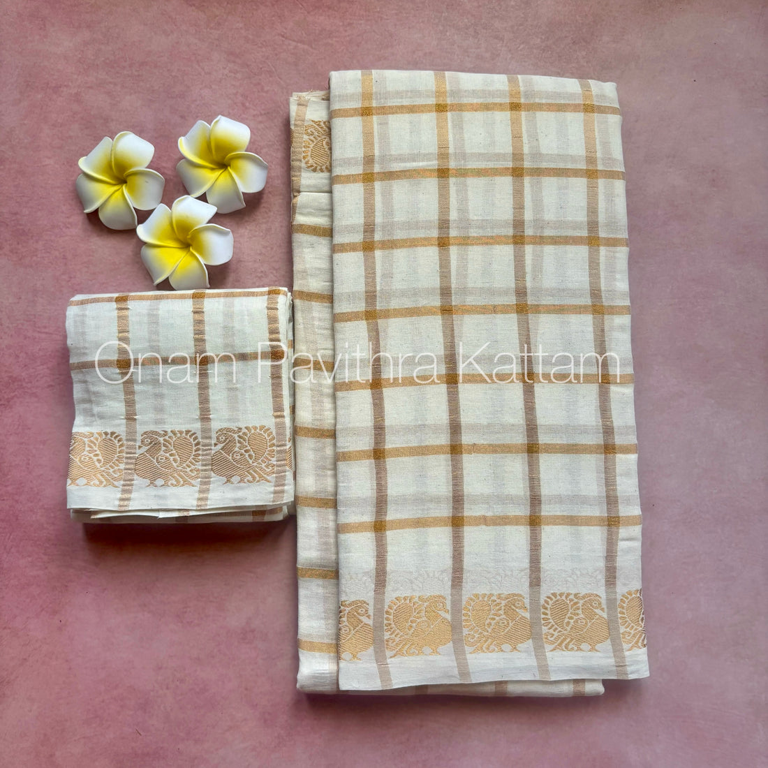 Onam Halfwhite Pavithra Kattam Saree