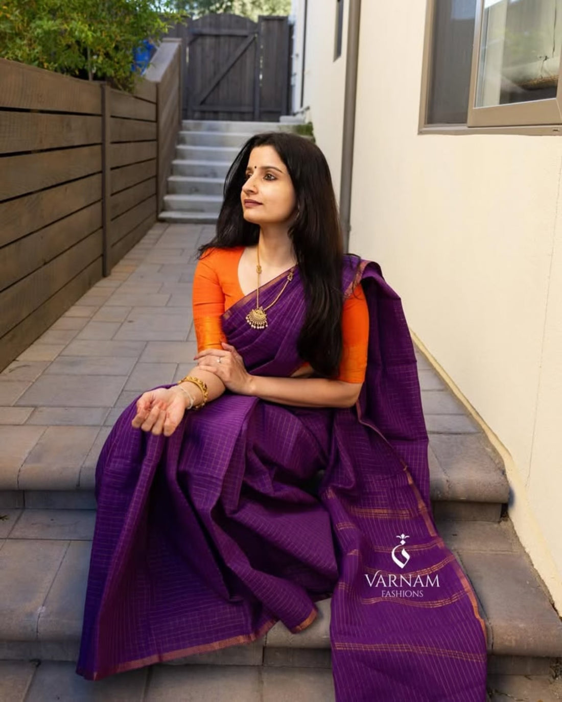 Purple Pentex Sungudi Cotton Saree