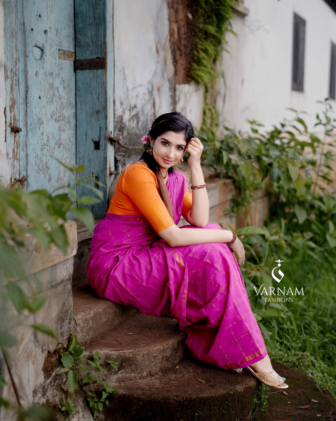 Pink Vanaja Kattam Sungudi Cotton Saree