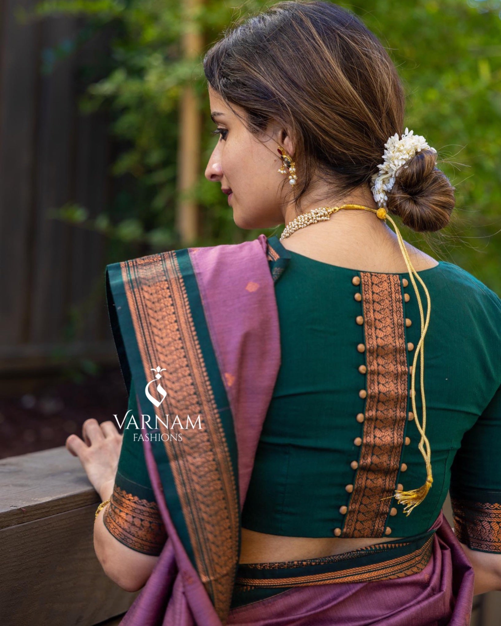 Onion Pink With Green Kalyani Cotton saree