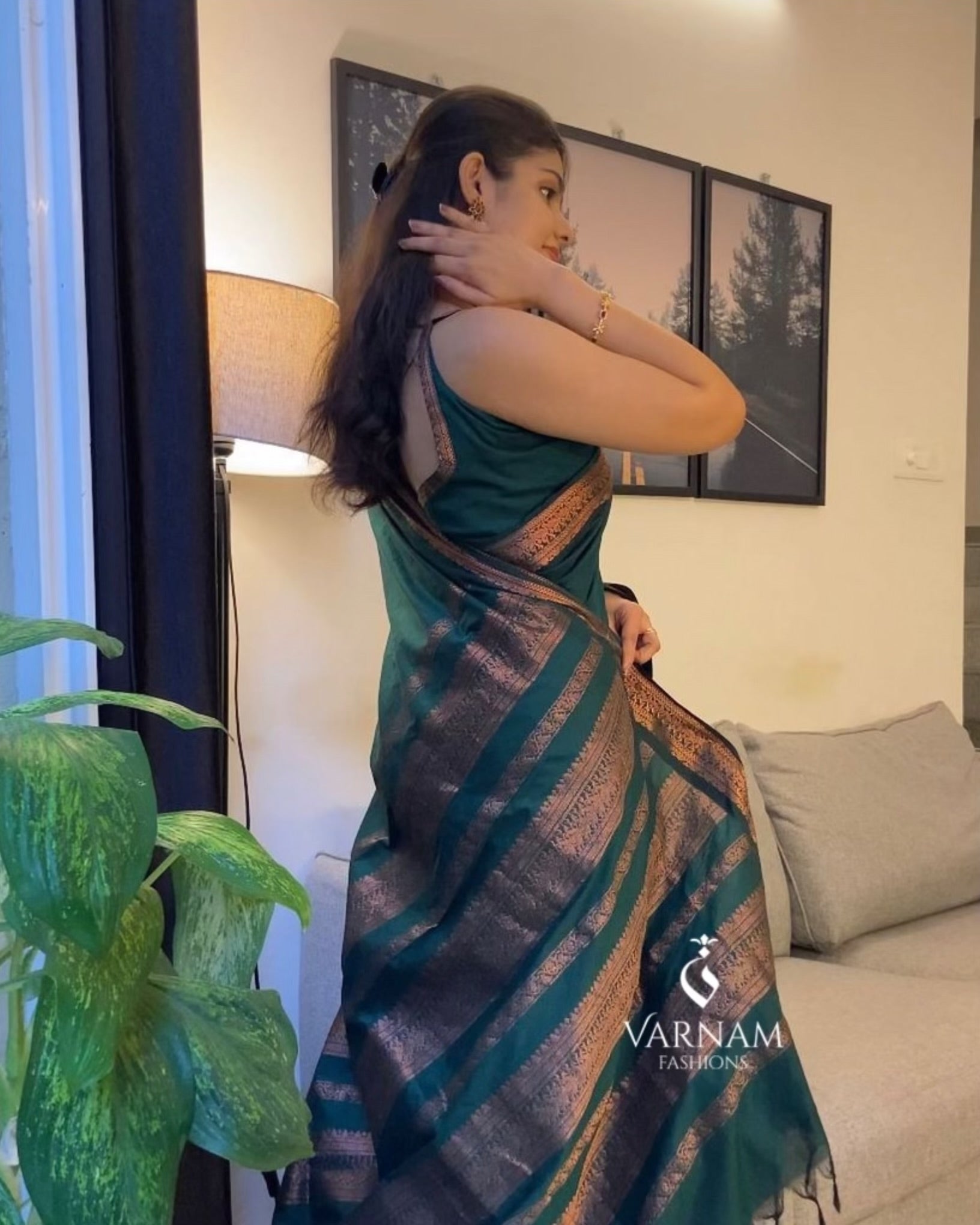 Green Copper Kalyani Cotton Saree