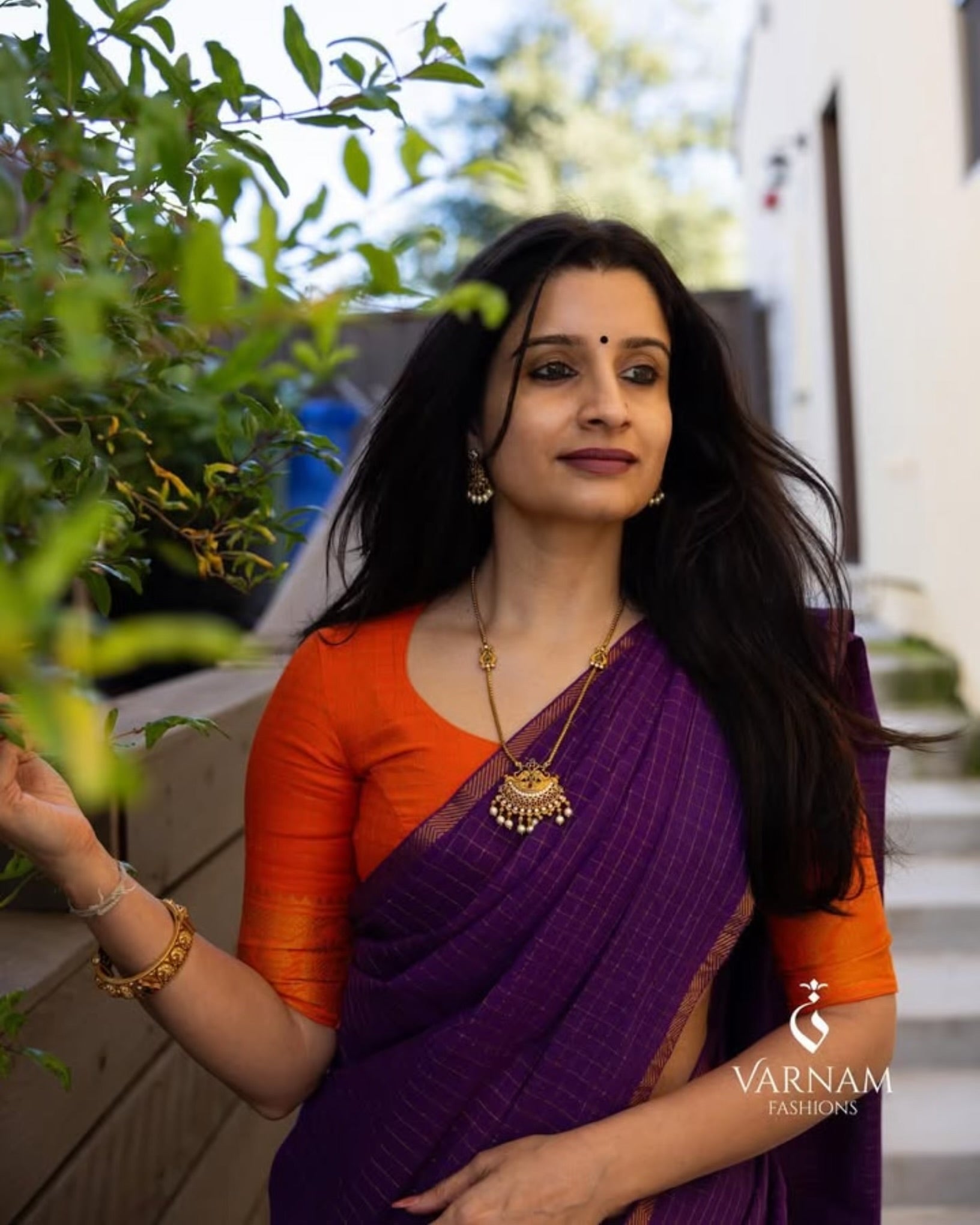 Purple Pentex Sungudi Cotton Saree