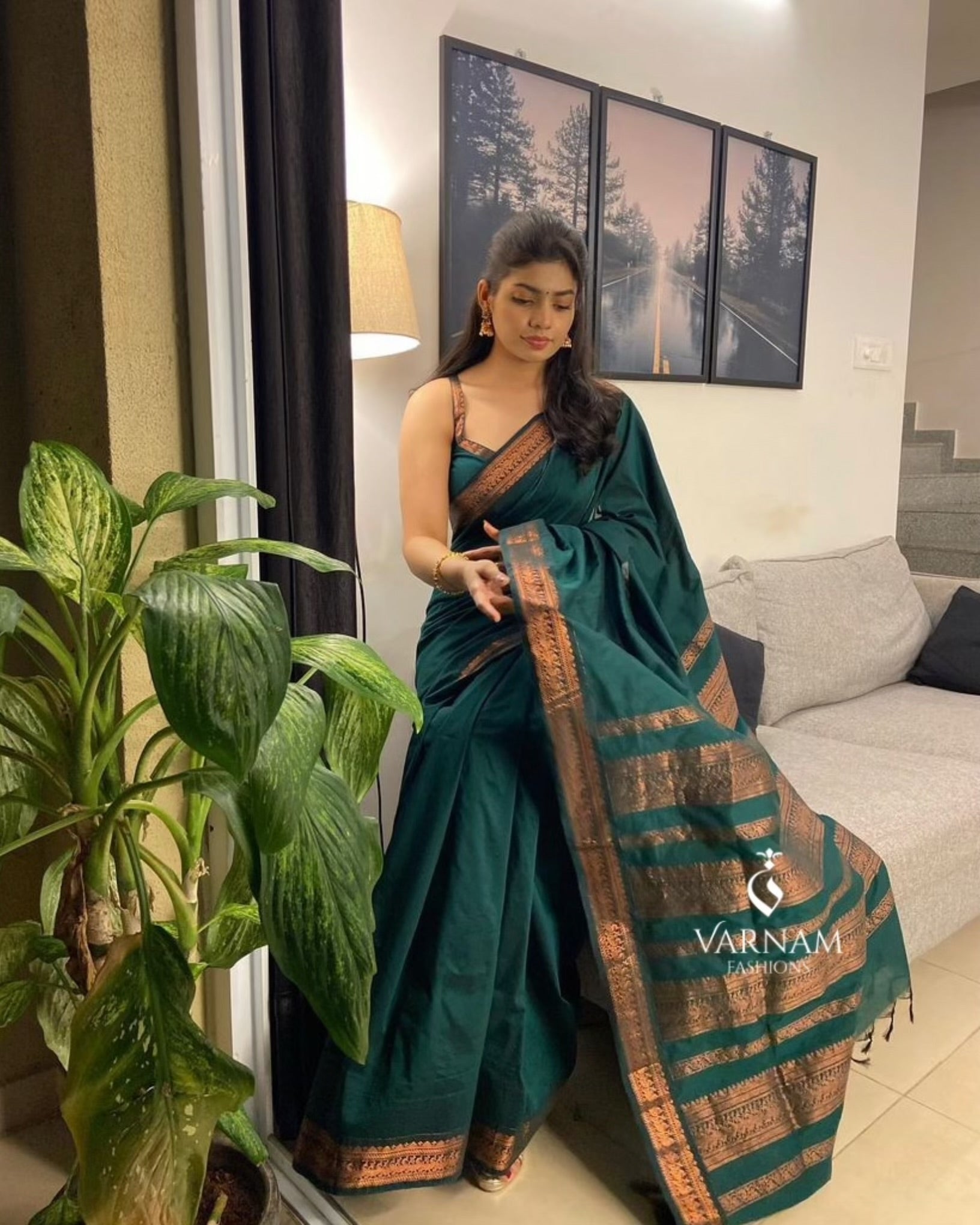 Green Copper Kalyani Cotton Saree