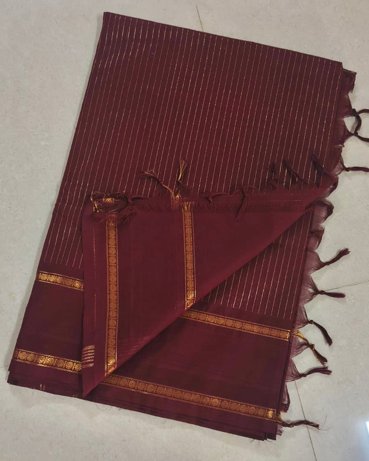 Maroon Rettapetta Kanchi Cotton Saree