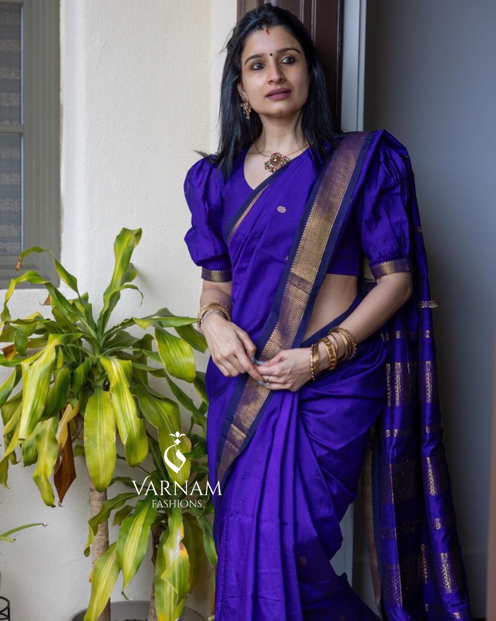 Violet Kalyani Cotton Saree