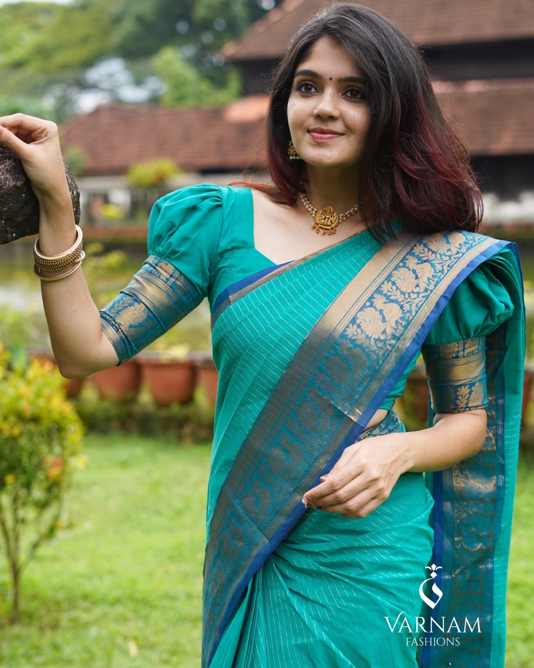 Rama Green Rich Pallu Kanchi Cotton Saree