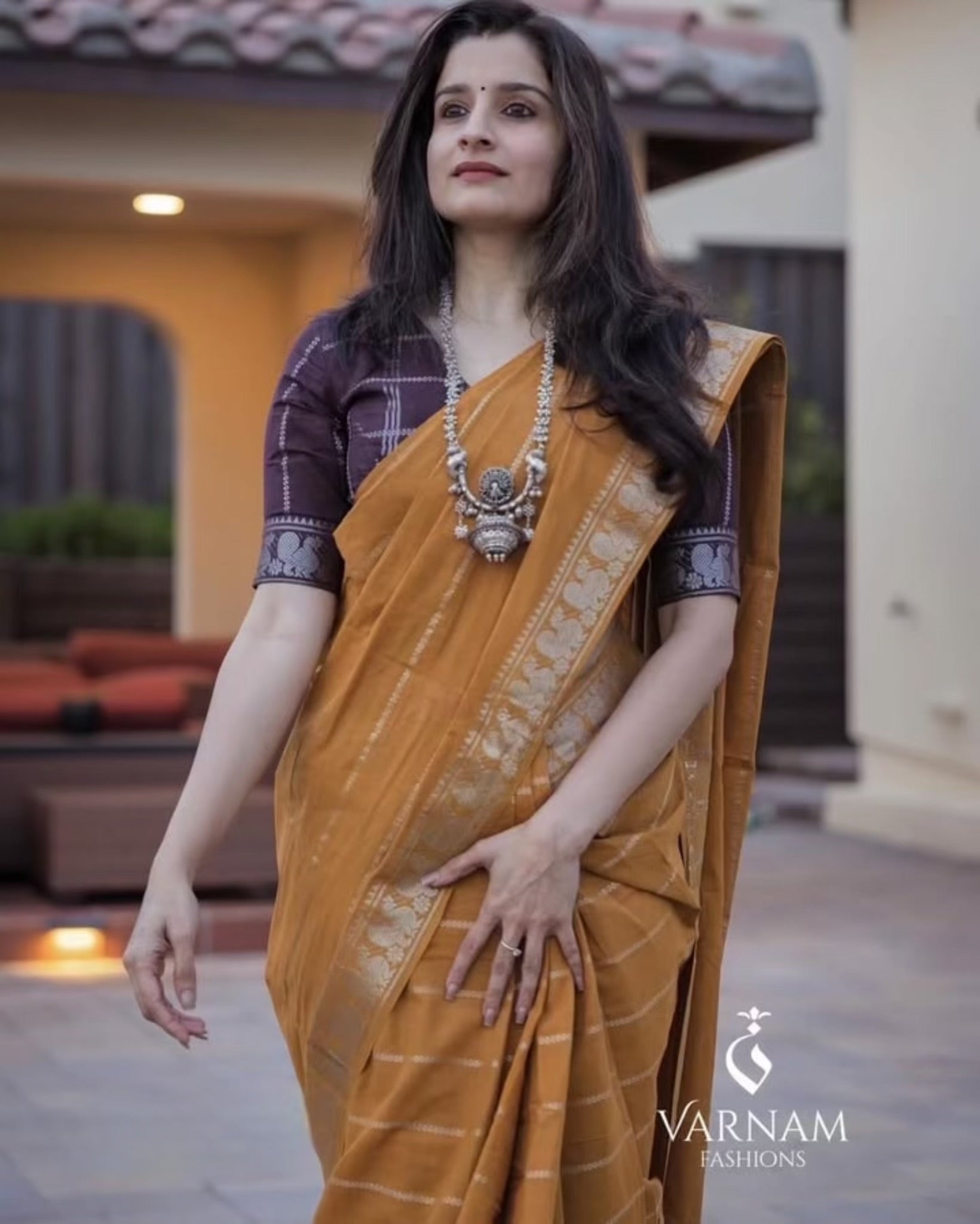 Mustard Silver Velthari Sungudi Cotton Saree