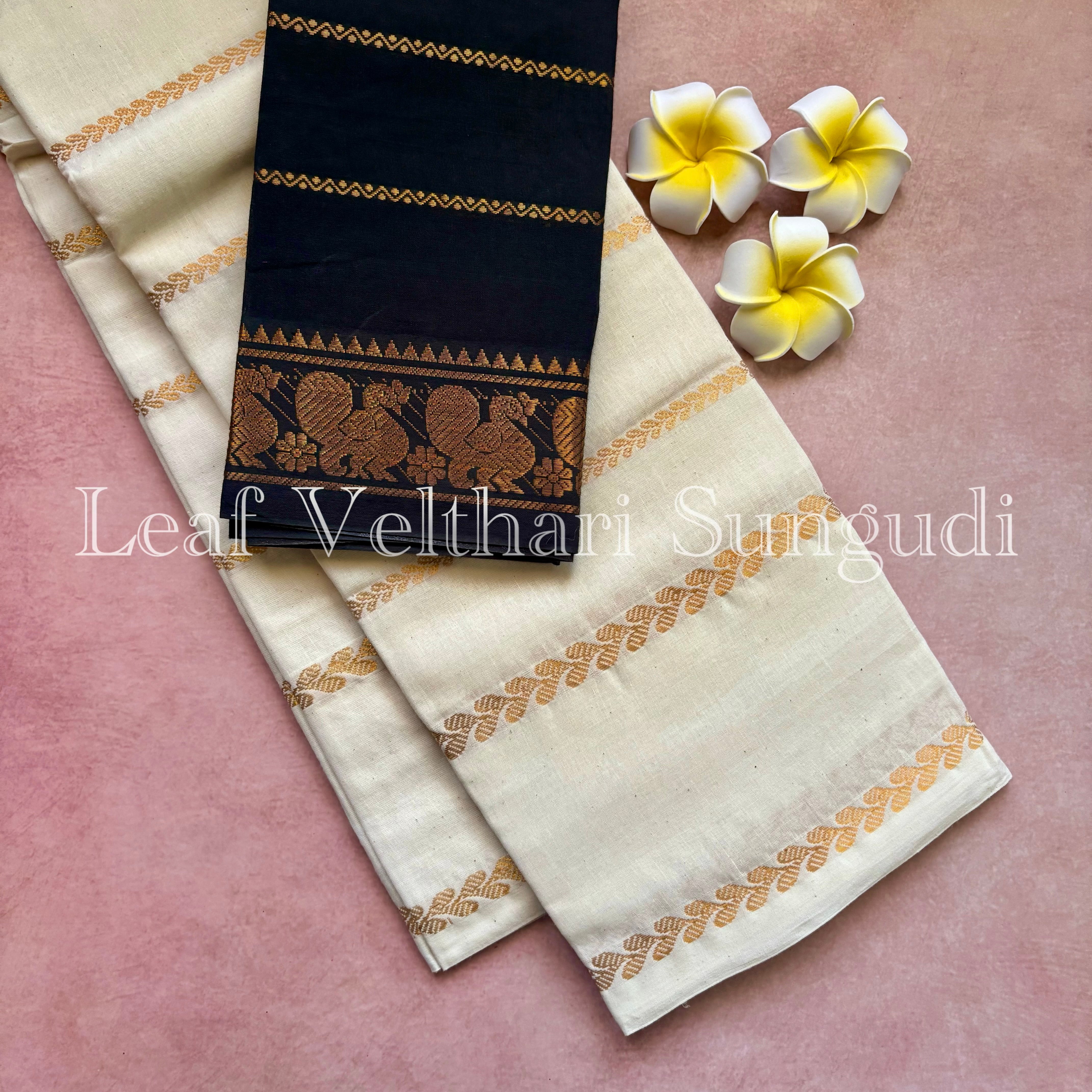 Onam Special Leaf Velthari Sungudi Cotton Saree
