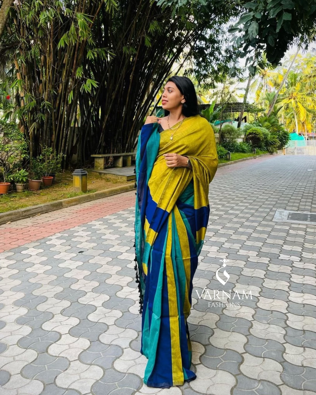 Blue Multi Shade Khadi Cotton Saree