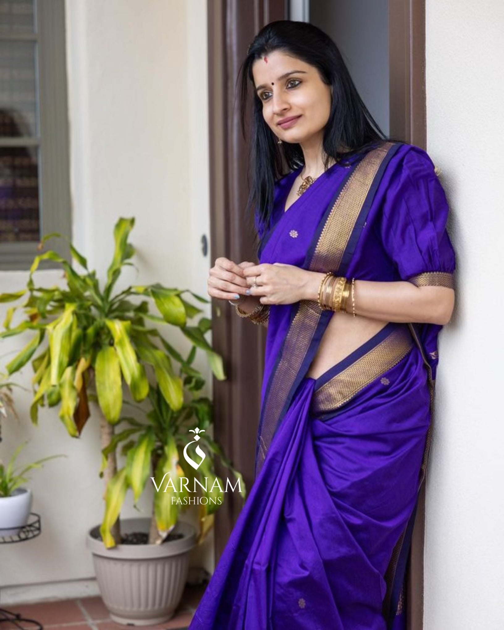 Violet Kalyani Cotton Saree