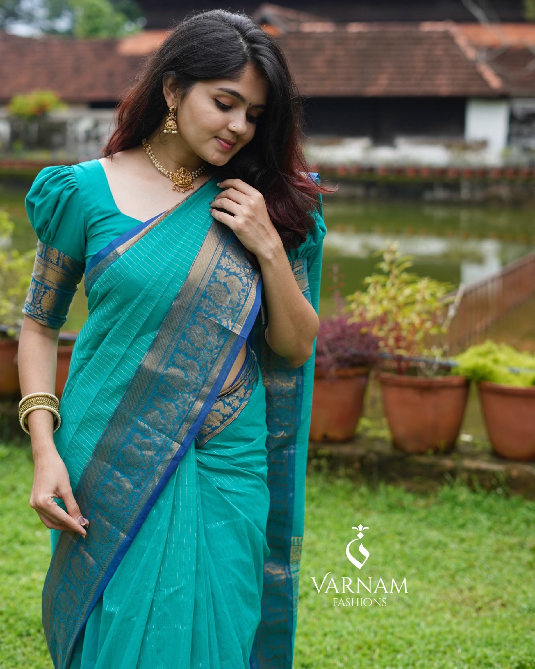 Rama Green Rich Pallu Kanchi Cotton Saree