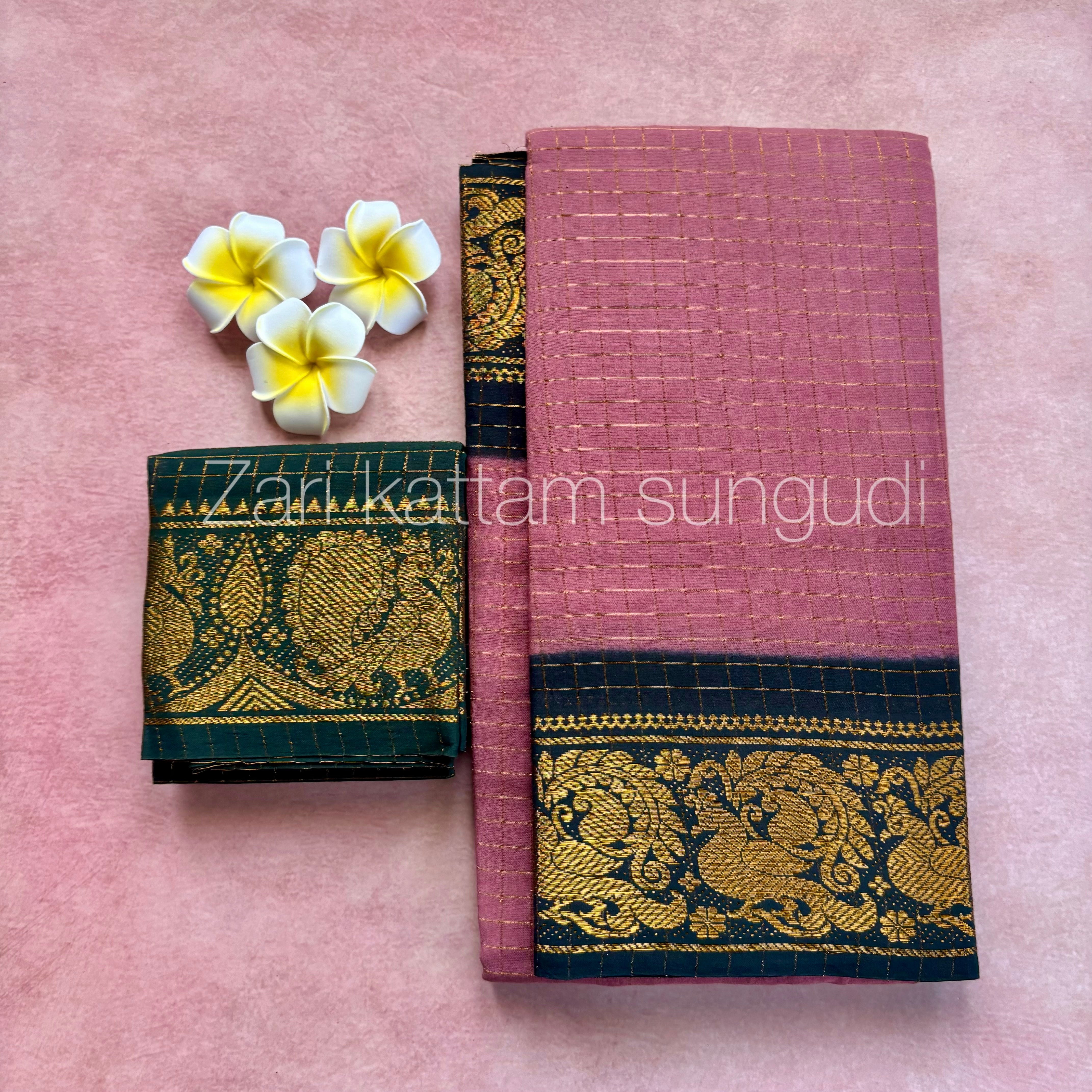 Zari Kattam Sungudi Cotton Sarees