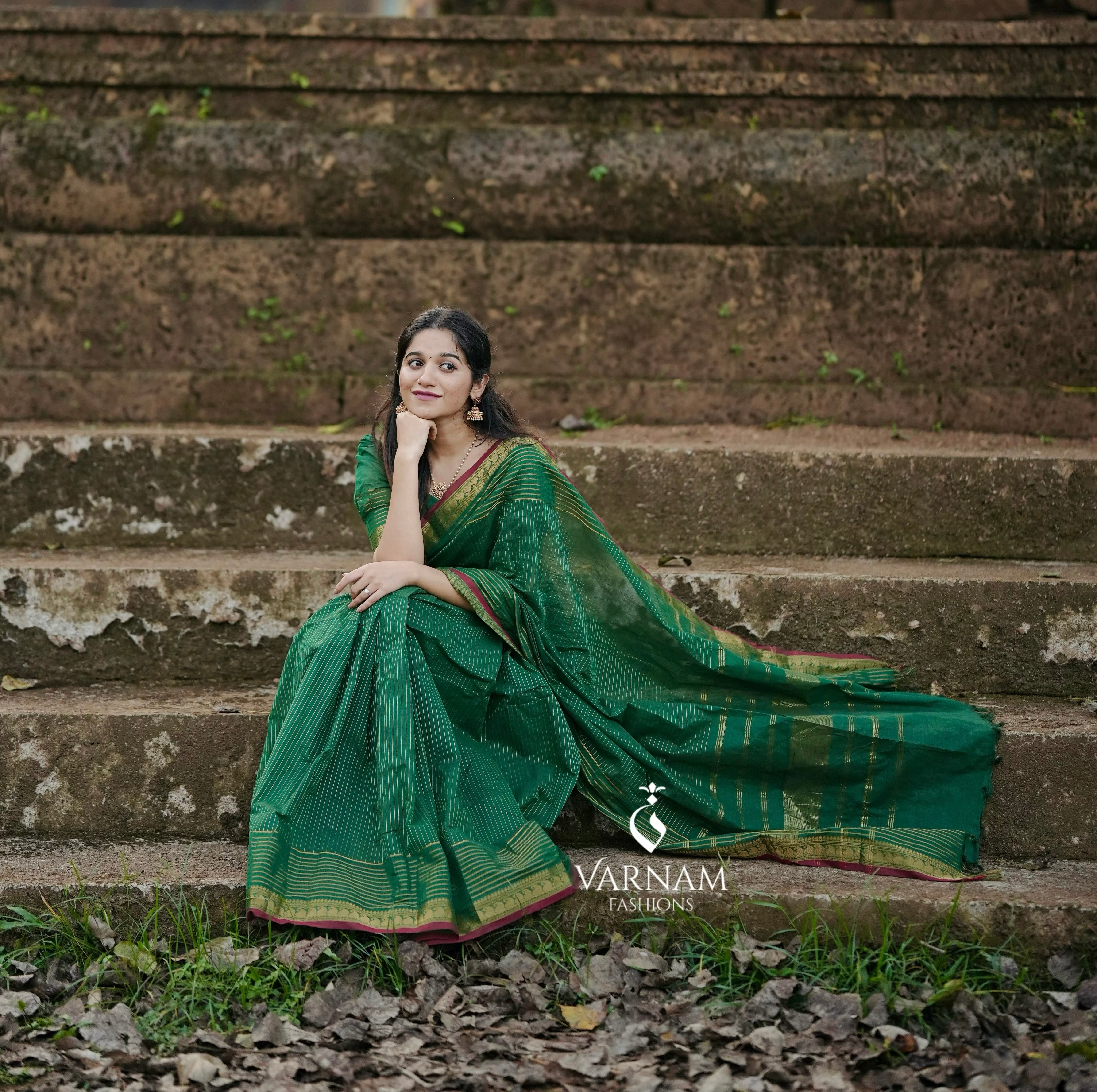 Sundari - Green Rich Kanchi Cotton Saree